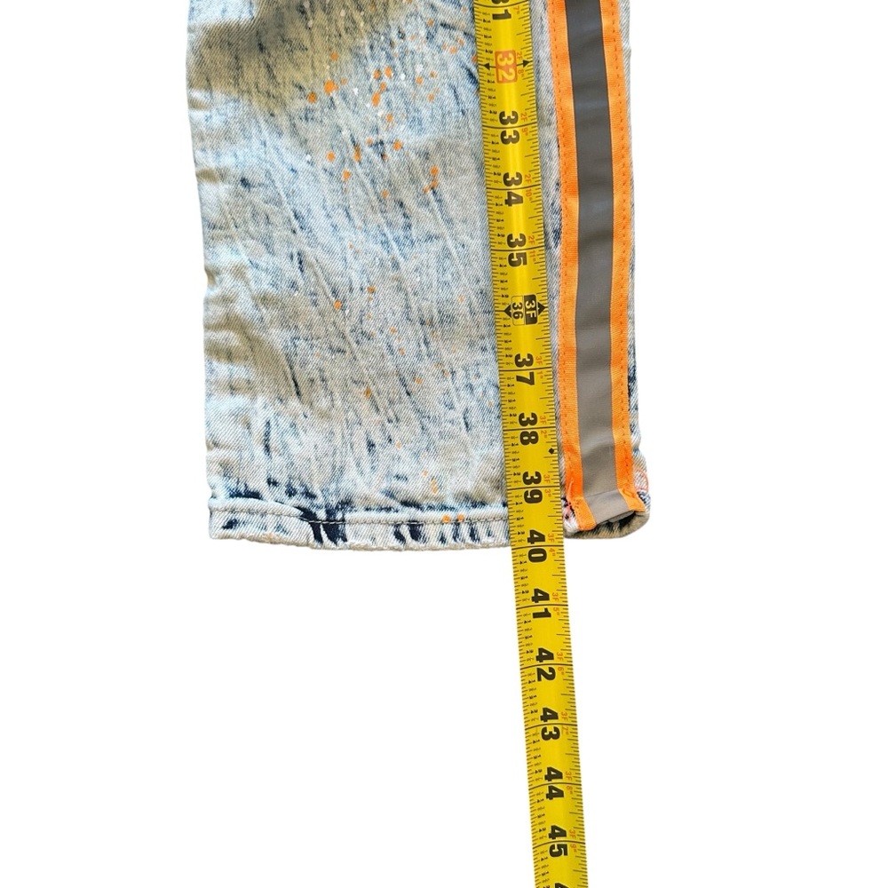 Smoke Rise Jeans Men's 40x32 Moto Pants Distressed Acid Wash Paint Splatter Y2K - Picture 3 of 12